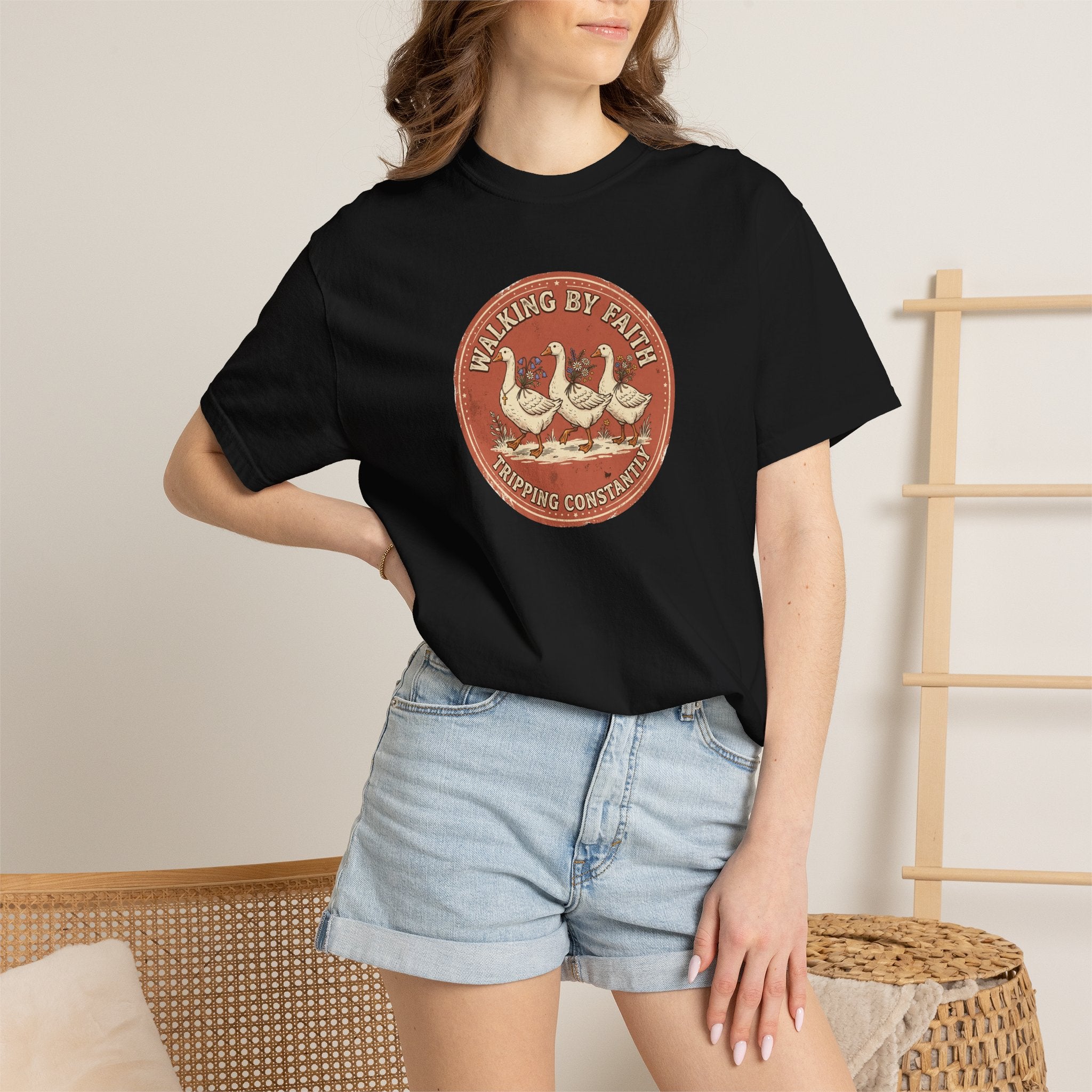Walking By Faith, Tripping Constantly Geese Graphic T-Shirt