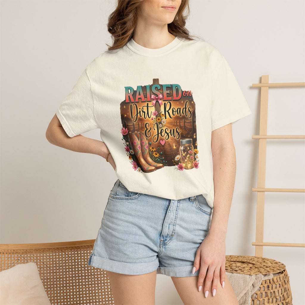 Raised on Dirt Roads & Jesus Vintage Western Graphic T-Shirt