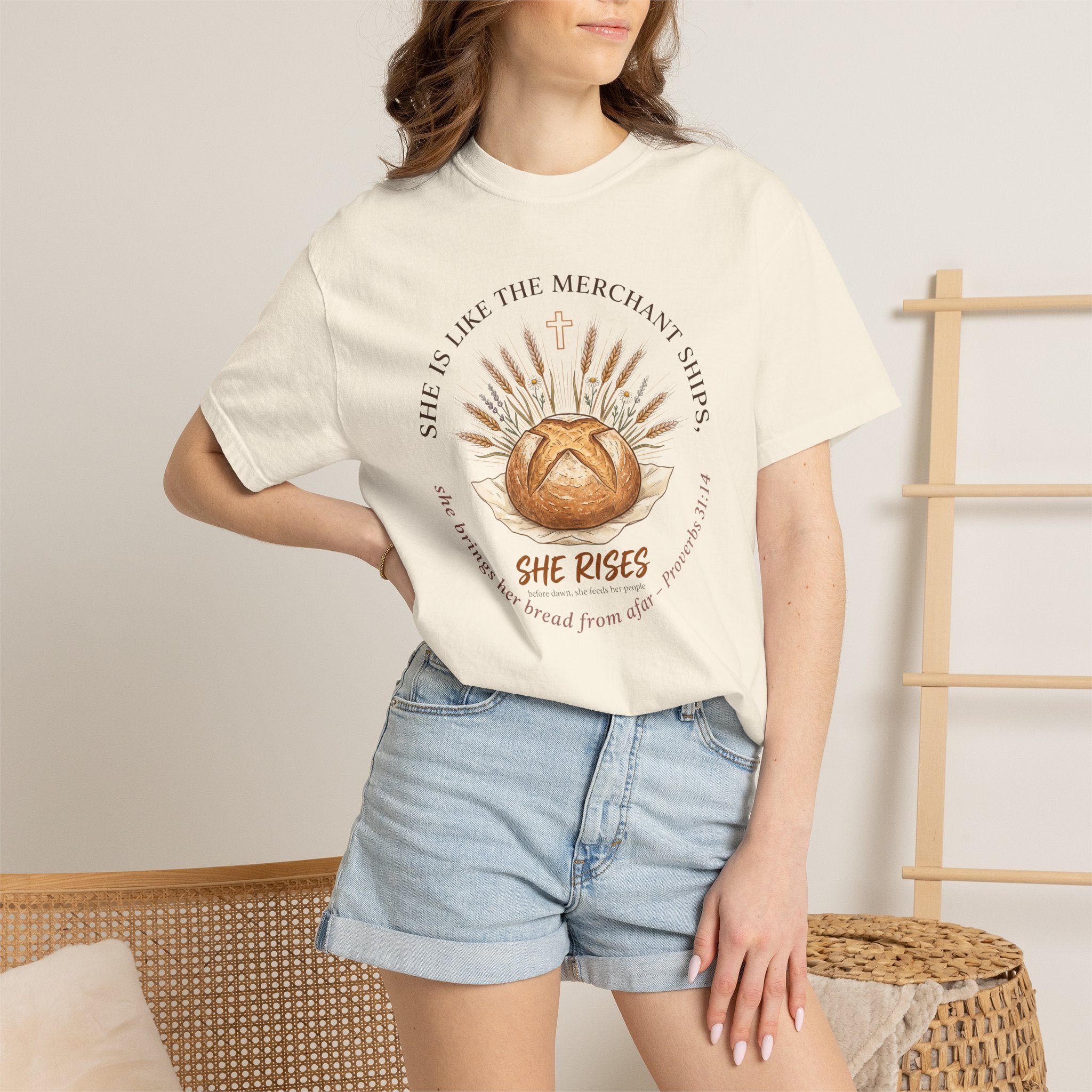 She Rises Sourdough Bread & Wheat Inspirational T-Shirt
