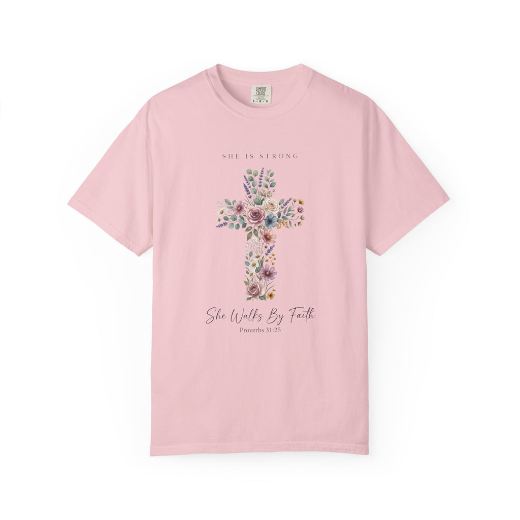 She is Strong She Walks By Faith T-Shirt