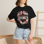 She Is Clothed in Strength Floral Inspirational Christian T-Shirt