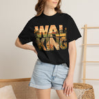 Walking Graphic Sunflower & Countryside Scenic Lettering T-Shirt