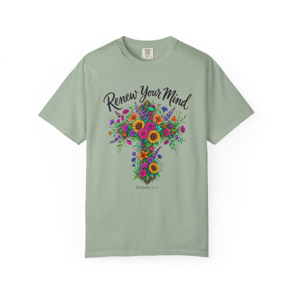 Renew Your Mind Floral Cross T-Shirt