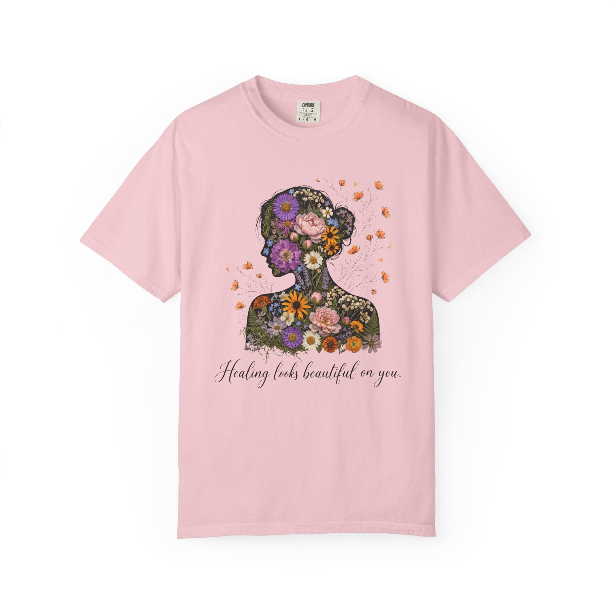 Healing Looks Beautiful On You Floral Silhouette Tee for Mental Health & Recovery T-Shirt